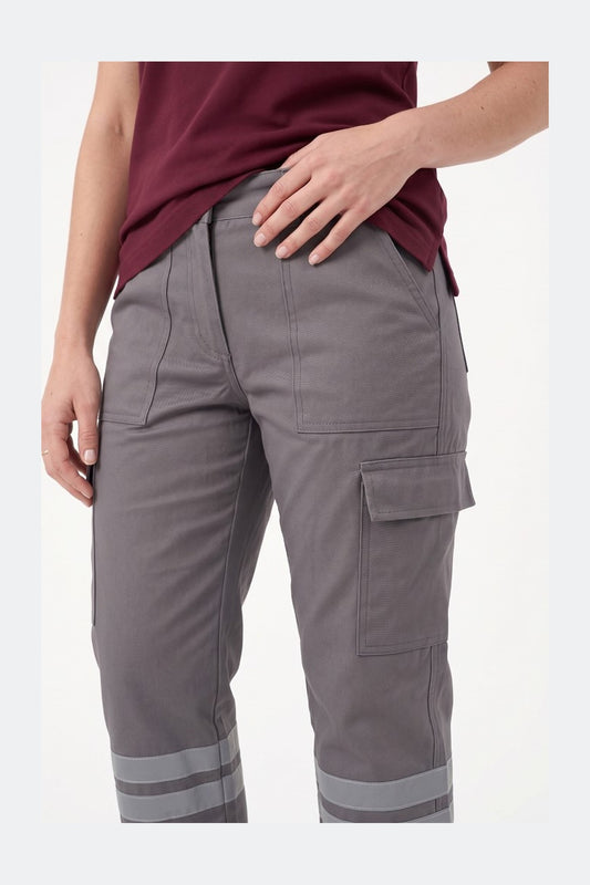 Gri 7/7 Gabardin Kumaş İş Pantolonu (Kışlık Kalın Kumaş)-3 cm Çift Sıra Reflektörlü