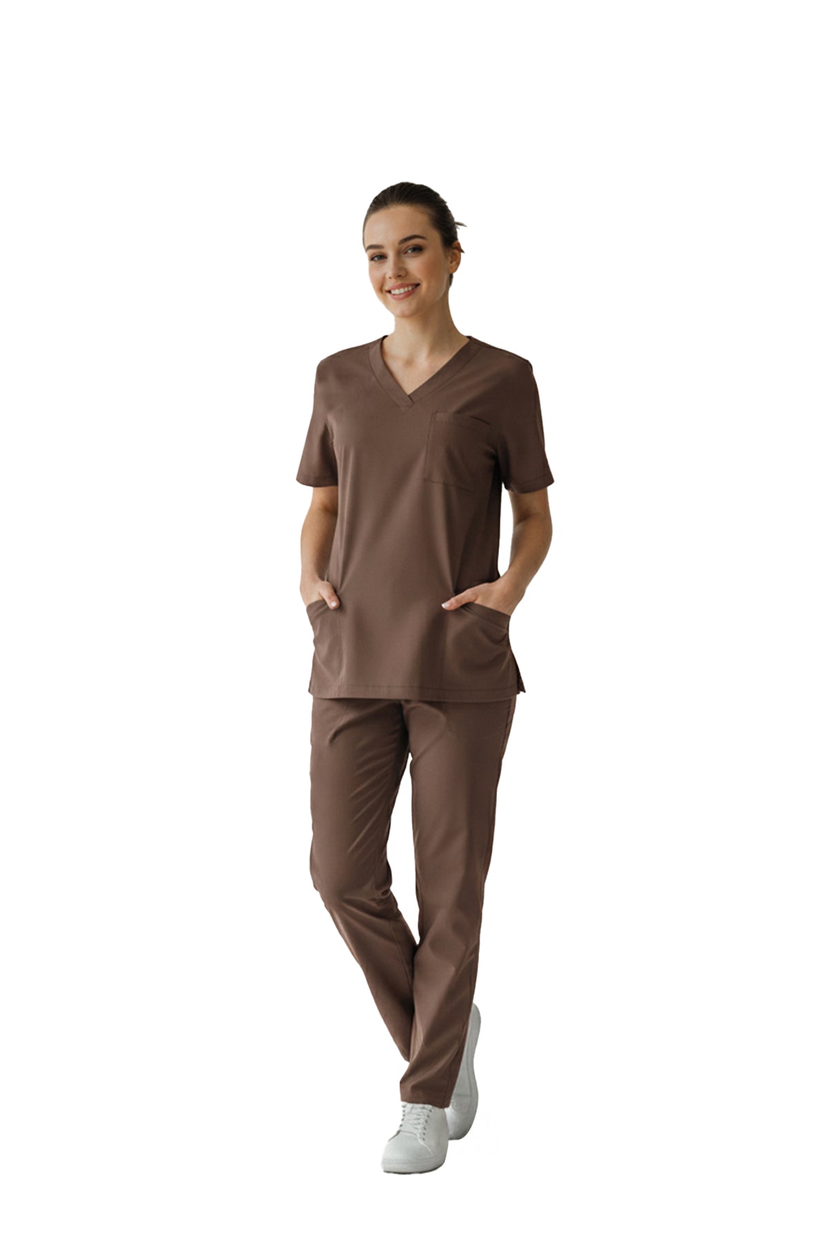 Friar Brown Dr. Greys Doktor Hemşire Medikal Scrubs Takım Lüks Likralı Kumaş