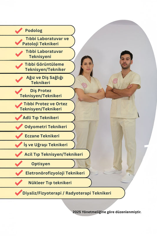 Teknisyen-Tekniker -Tıbbi Sekreter Forması Scrubs Likralı Takım Sağlık Bakanlığı Uyumlu-Moth