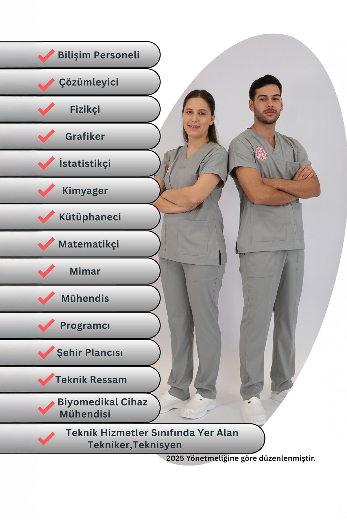 Teknik Hizmetler Forması Scrubs Likralı Takım Sağlık Bakanlığı Uyumlu-Neutral Gray