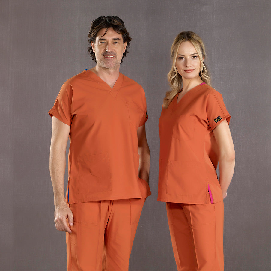 Kiremit Dr. Greys Doktor Hemşire Medikal Scrubs Takım Terikoton Kumaş