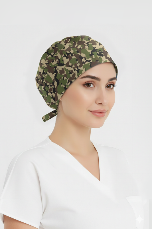 Orman Kamuflajı Desenli Bone (Cotton Likra Kumaş)