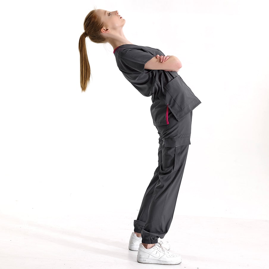Füme Jogger Doktor Hemşire Medikal Scrubs Takım Lüks Likralı Kumaş
