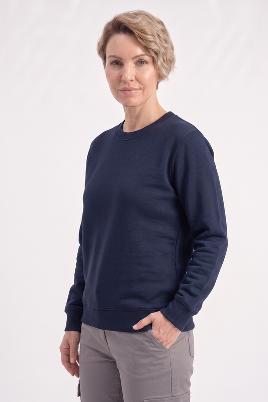 Lacivert Yuvarlak Yaka İş Sweatshirt 2 İplik