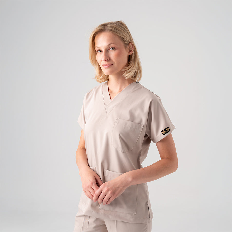 Krem Dr. Greys Doktor Hemşire Medikal Scrubs Takım Best Likralı Kumaş