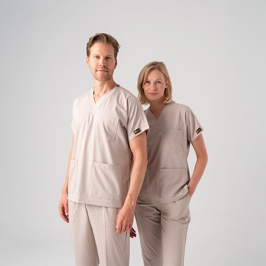Krem Dr. Greys Doktor Hemşire Medikal Scrubs Takım Best Likralı Kumaş