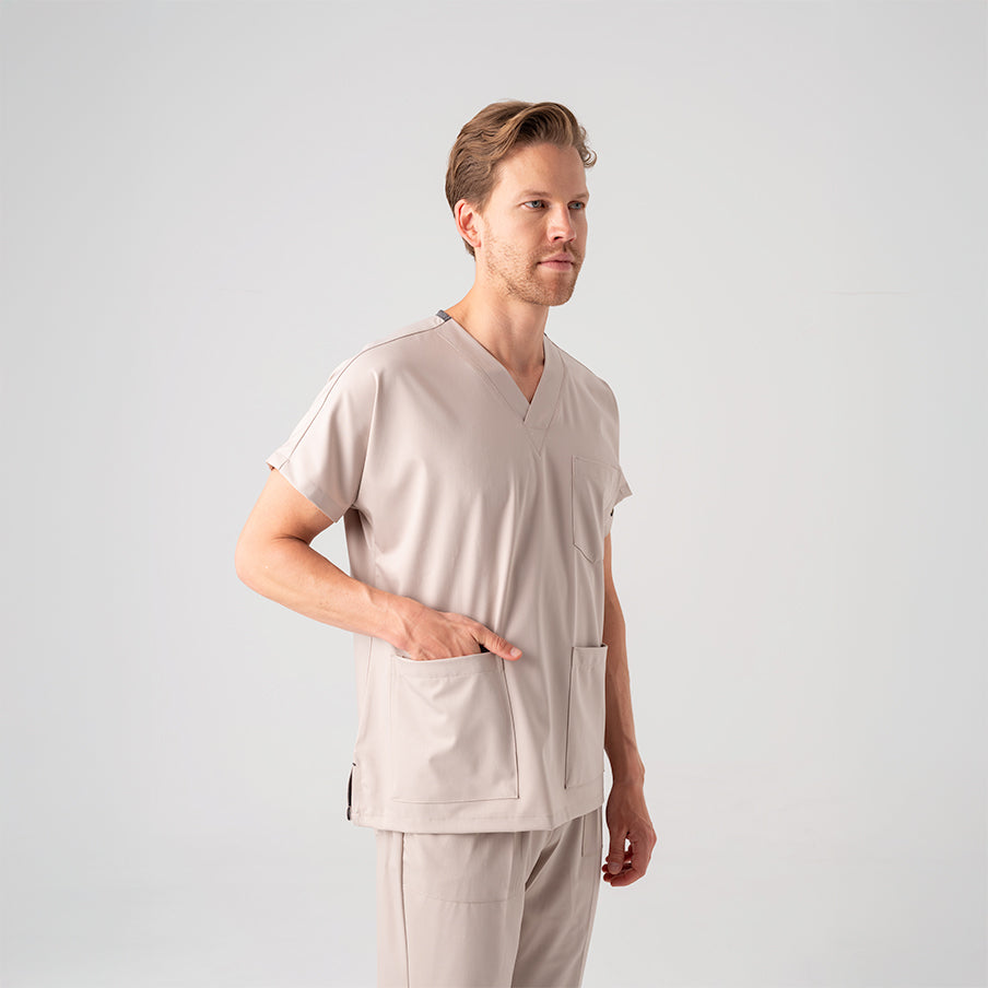 Krem Dr. Greys Doktor Hemşire Medikal Scrubs Takım Best Likralı Kumaş