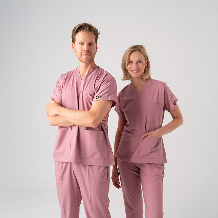 Gül Kurusu Dr. Greys Doktor Hemşire Medikal Scrubs Takım Best Likralı Kumaş