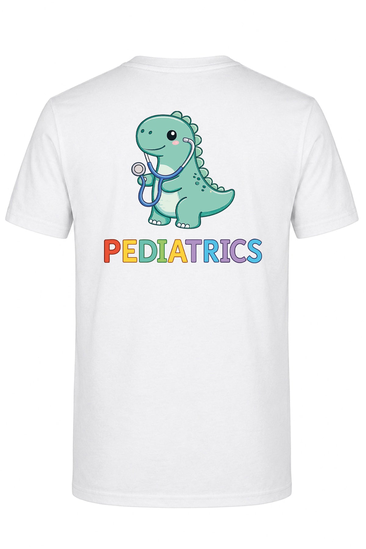 Pediatrics Dino Baskılı Kısa Kol Beyaz Tişört (%100 Pamuk Penye Kumaş)