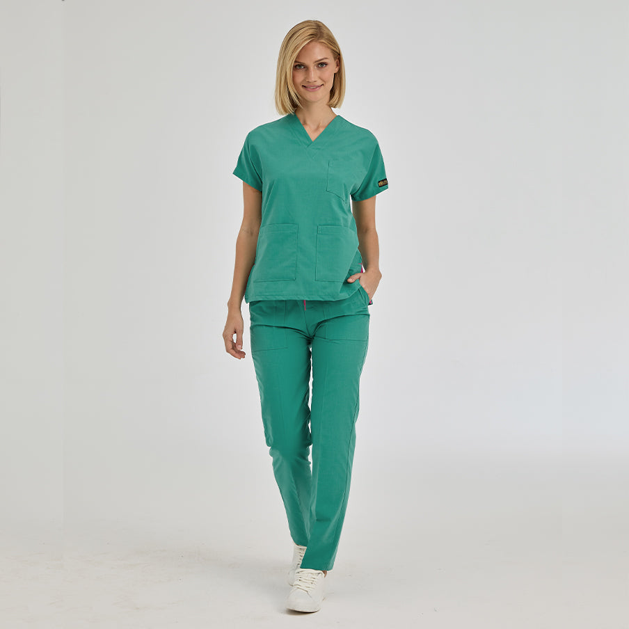 Ameliyathane Yeşili Dr. Greys Doktor Hemşire Medikal Scrubs Takım Terikoton Kumaş