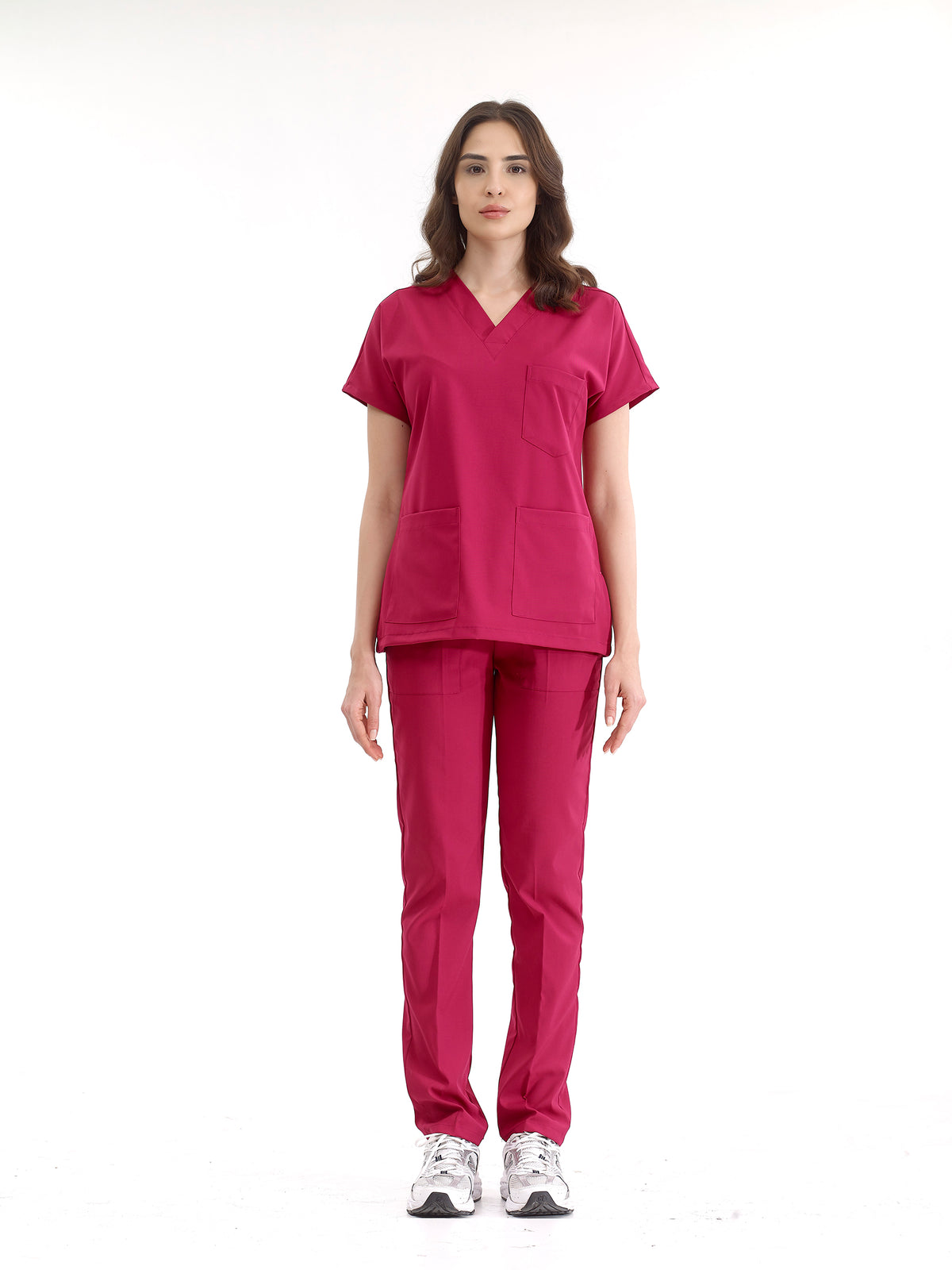 Vişne Dr. Greys Doktor Hemşire Medikal Scrubs Takım Lüks Likralı Kumaş