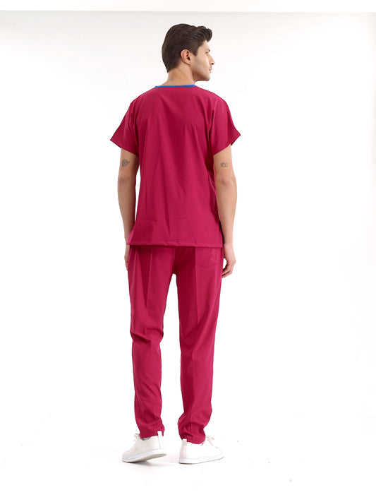 Vişne Dr. Greys Doktor Hemşire Medikal Scrubs Takım Lüks Likralı Kumaş