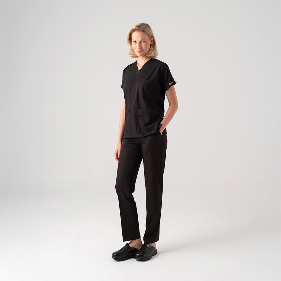 Siyah Dr. Greys Doktor Hemşire Medikal Scrubs Takım Best Likralı Kumaş