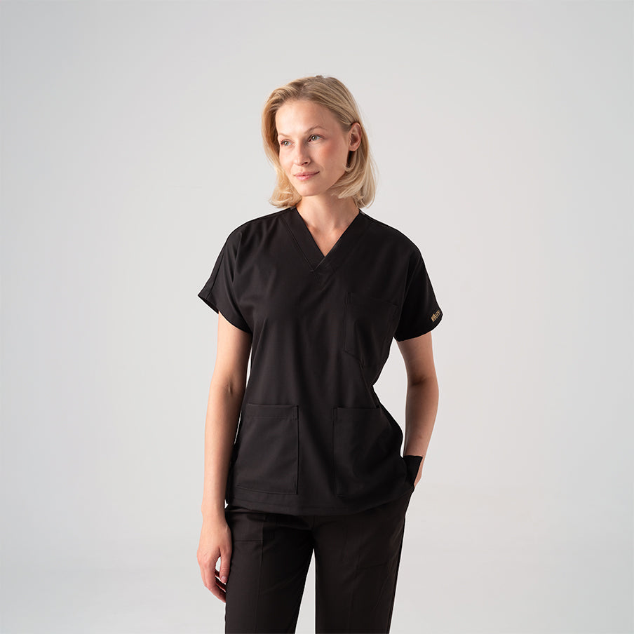 Siyah Dr. Greys Doktor Hemşire Medikal Scrubs Takım Best Likralı Kumaş