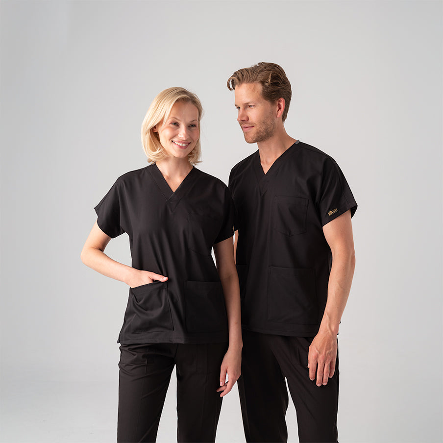 Siyah Dr. Greys Doktor Hemşire Medikal Scrubs Takım Best Likralı Kumaş