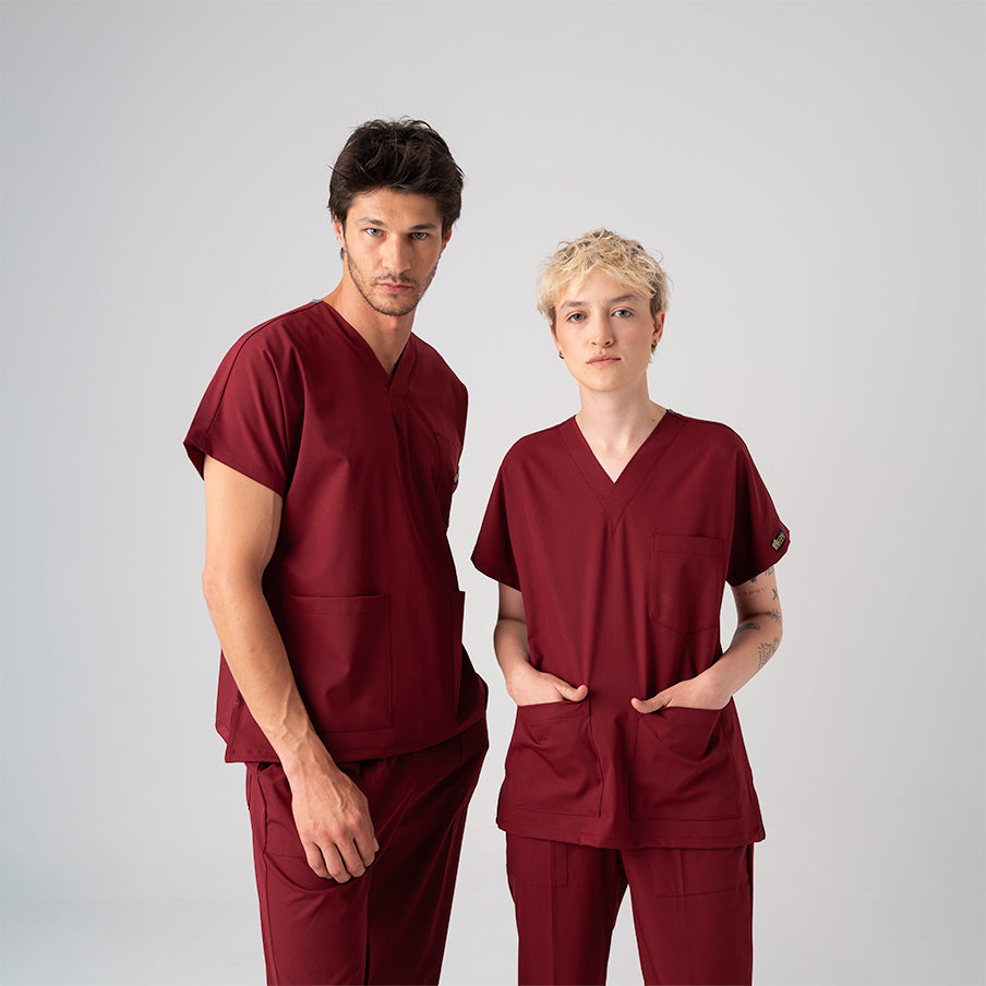 Bordo Dr. Greys Doktor Hemşire Medikal Scrubs Takım Best Likralı Kumaş