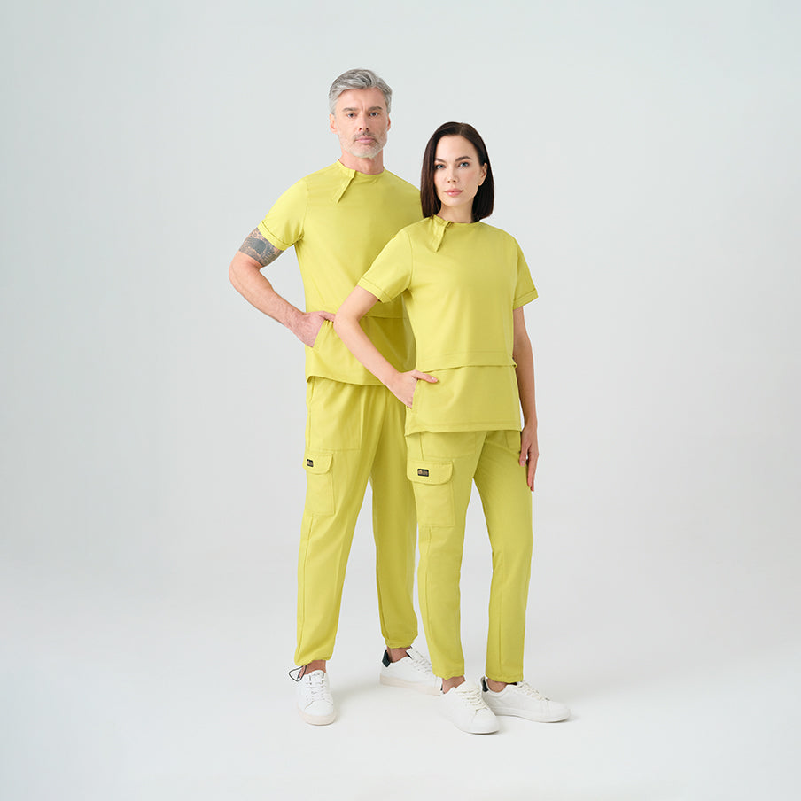 Neon Yeşil Zero Doktor Hemşire Medikal Scrubs Takım Best Likralı Kumaş