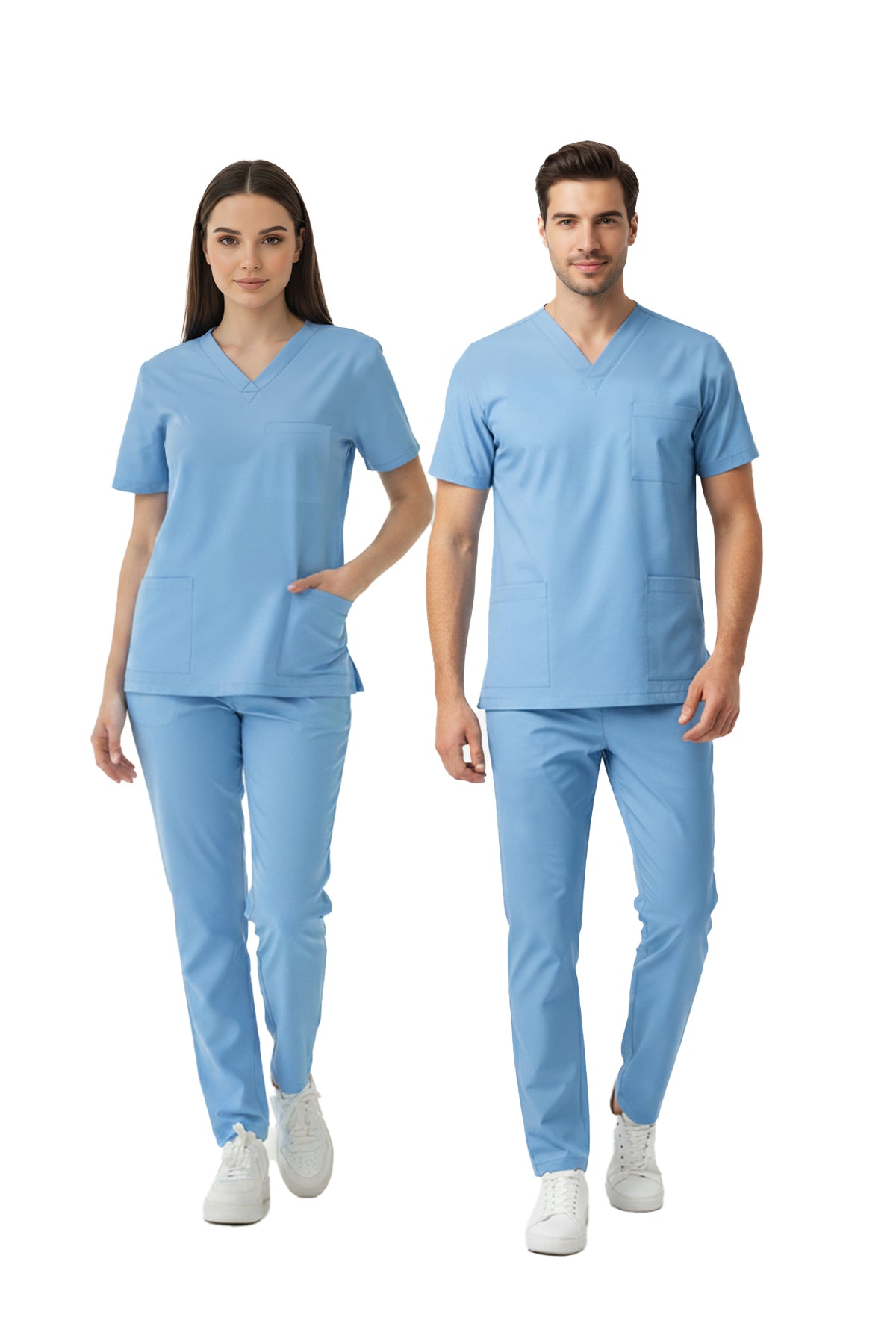 Alaskan Blue Dr. Greys Doktor Hemşire Medikal Scrubs Takım Lüks Likralı Kumaş