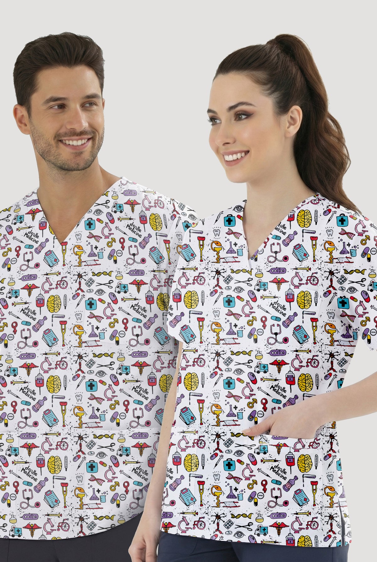 Bilimsel Desenli Tek Üst (Cotton Likra Kumaş)