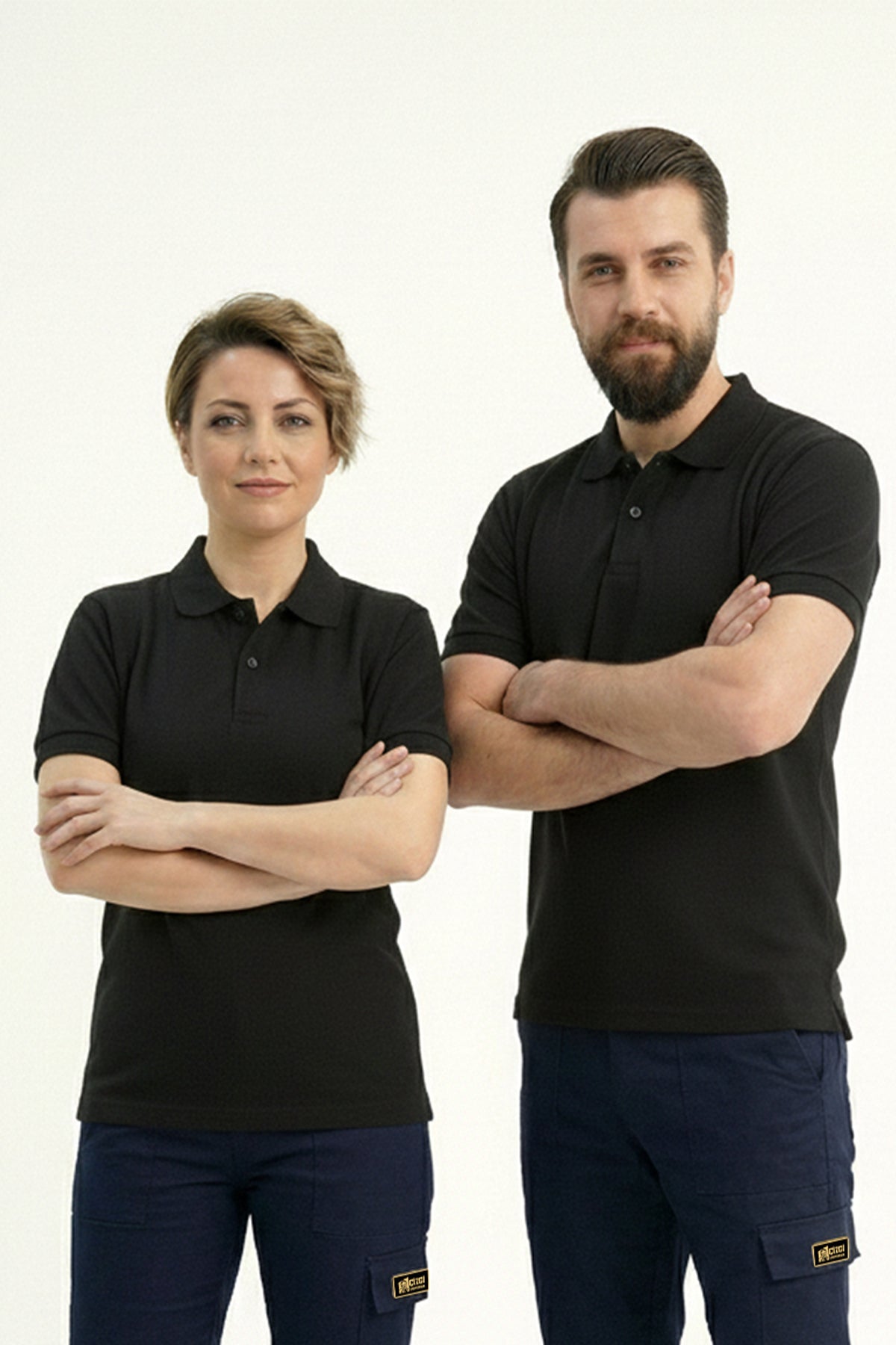 Siyah Polo Yaka Kısa Kol İş Tişörtü Penye Lacoste Kumaş