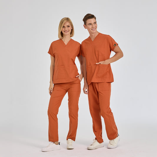 Kiremit Dr. Greys Doktor Hemşire Medikal Scrubs Takım Terikoton Kumaş