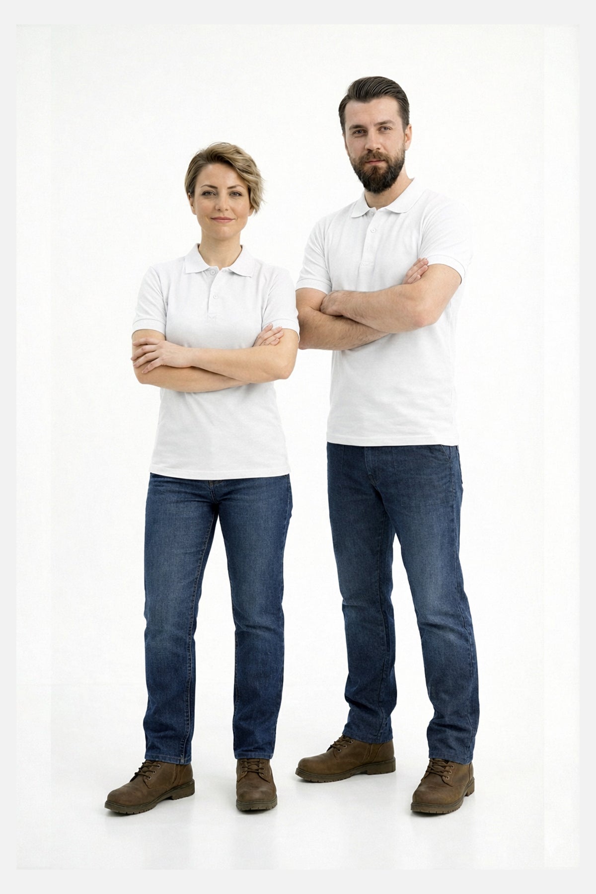 Beyaz Polo Yaka Kısa Kol İş Tişörtü Penye Lacoste Kumaş