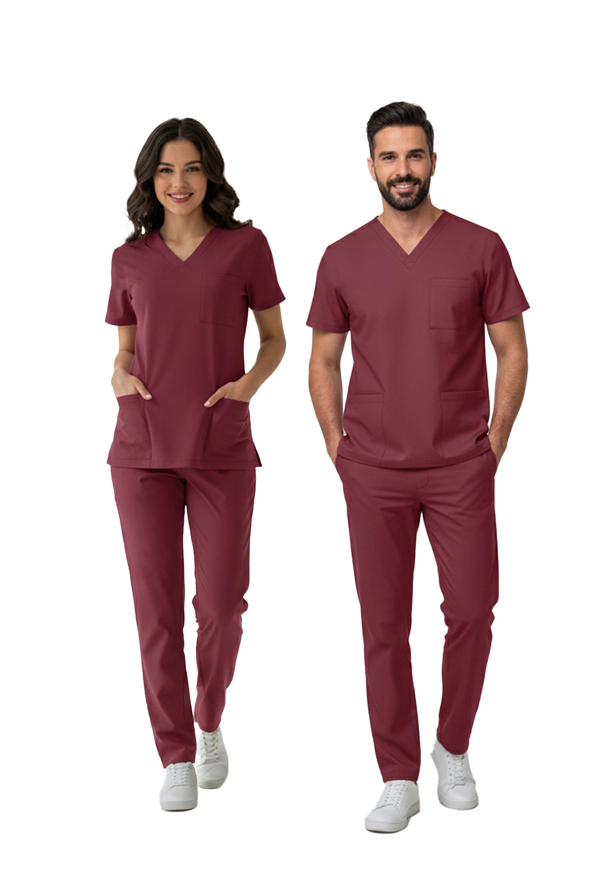 Biking Red Dr. Greys Doktor Hemşire Medikal Scrubs Takım Lüks Likralı Kumaş