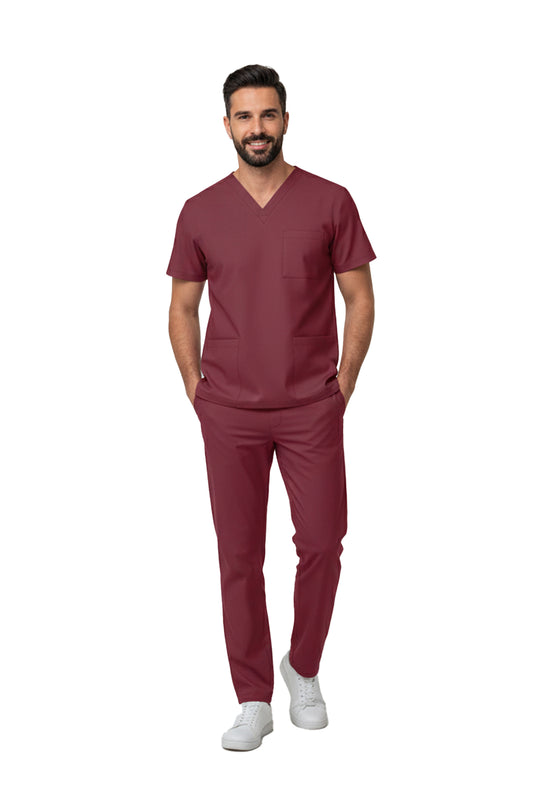 Biking Red Dr. Greys Doktor Hemşire Medikal Scrubs Takım Lüks Likralı Kumaş