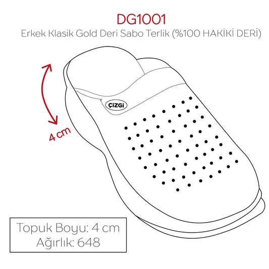 Gri Erkek Doktor Hemşire Medikal Gold Fit Hakiki Deri Sabo Terlik