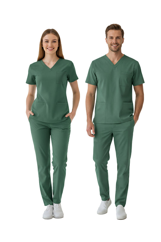 Frosty Spruce Dr. Greys Doktor Hemşire Medikal Scrubs Takım Lüks Likralı Kumaş