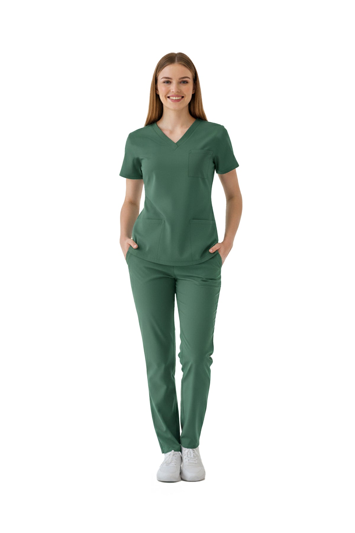 Frosty Spruce Dr. Greys Doktor Hemşire Medikal Scrubs Takım Lüks Likralı Kumaş
