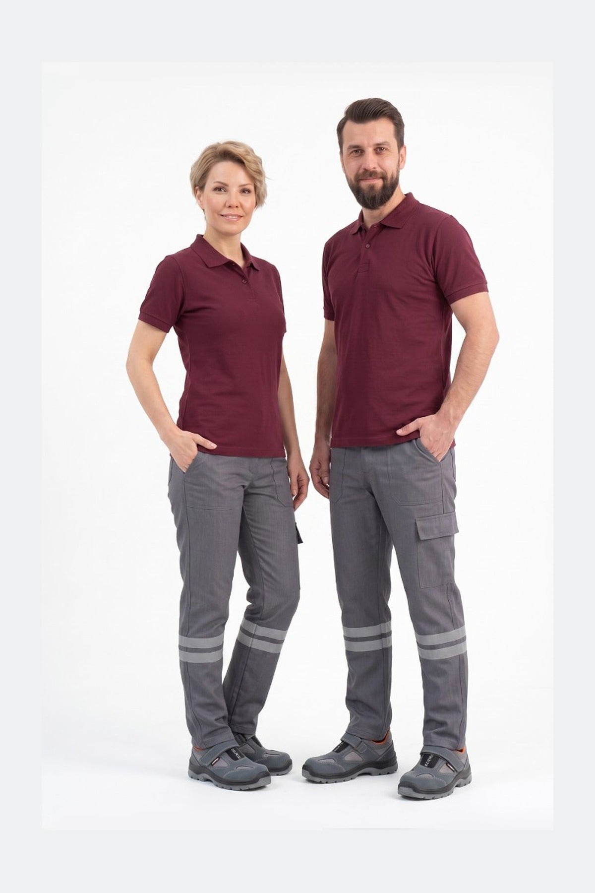 Gri 7/7 Gabardin Kumaş İş Pantolonu (Kışlık Kalın Kumaş)-3 cm Çift Sıra Reflektörlü