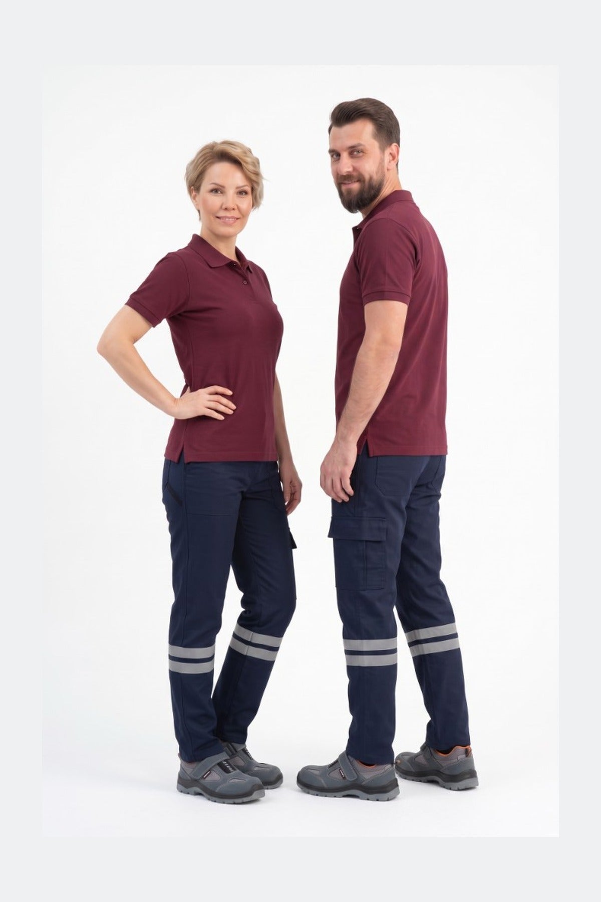 Lacivert 7/7 Gabardin Kumaş İş Pantolonu (Kışlık Kalın Kumaş)-3 cm Çift Sıra Reflektörlü