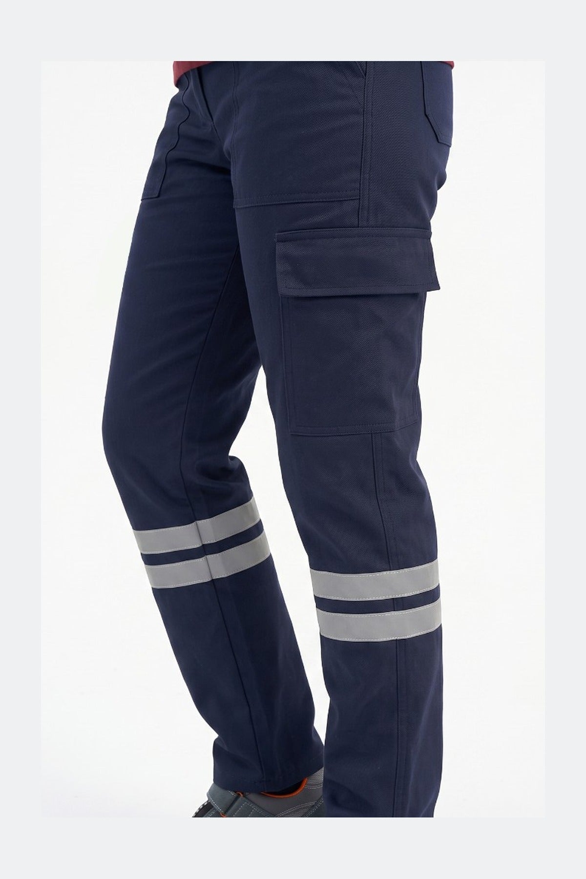 Lacivert 7/7 Gabardin Kumaş İş Pantolonu (Kışlık Kalın Kumaş)-3 cm Çift Sıra Reflektörlü