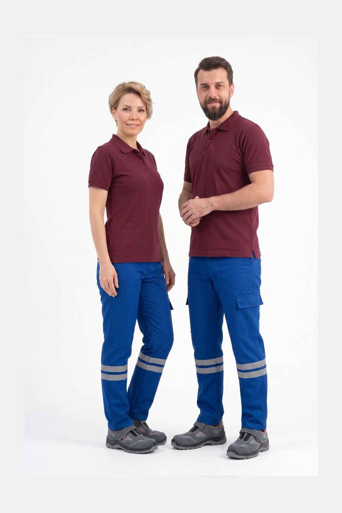 Saks Mavisi 7/7 Gabardin Kumaş İş Pantolonu (Kışlık Kalın Kumaş)-3 cm Çift Sıra Reflektörlü