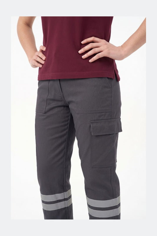 Antrasit 7/7 Gabardin Kumaş İş Pantolonu (Kışlık Kalın Kumaş)-3 cm Çift Sıra Reflektörlü