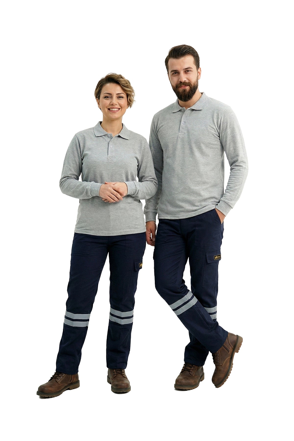 Lacivert 3 Cm Çift Sıra Reflektörlü Likralı Gabardin Kumaş İş Pantolonu