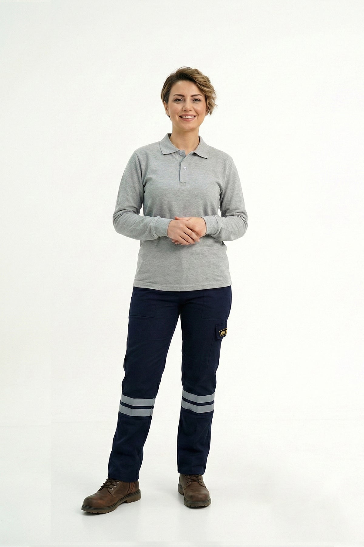 Lacivert 3 Cm Çift Sıra Reflektörlü Likralı Gabardin Kumaş İş Pantolonu