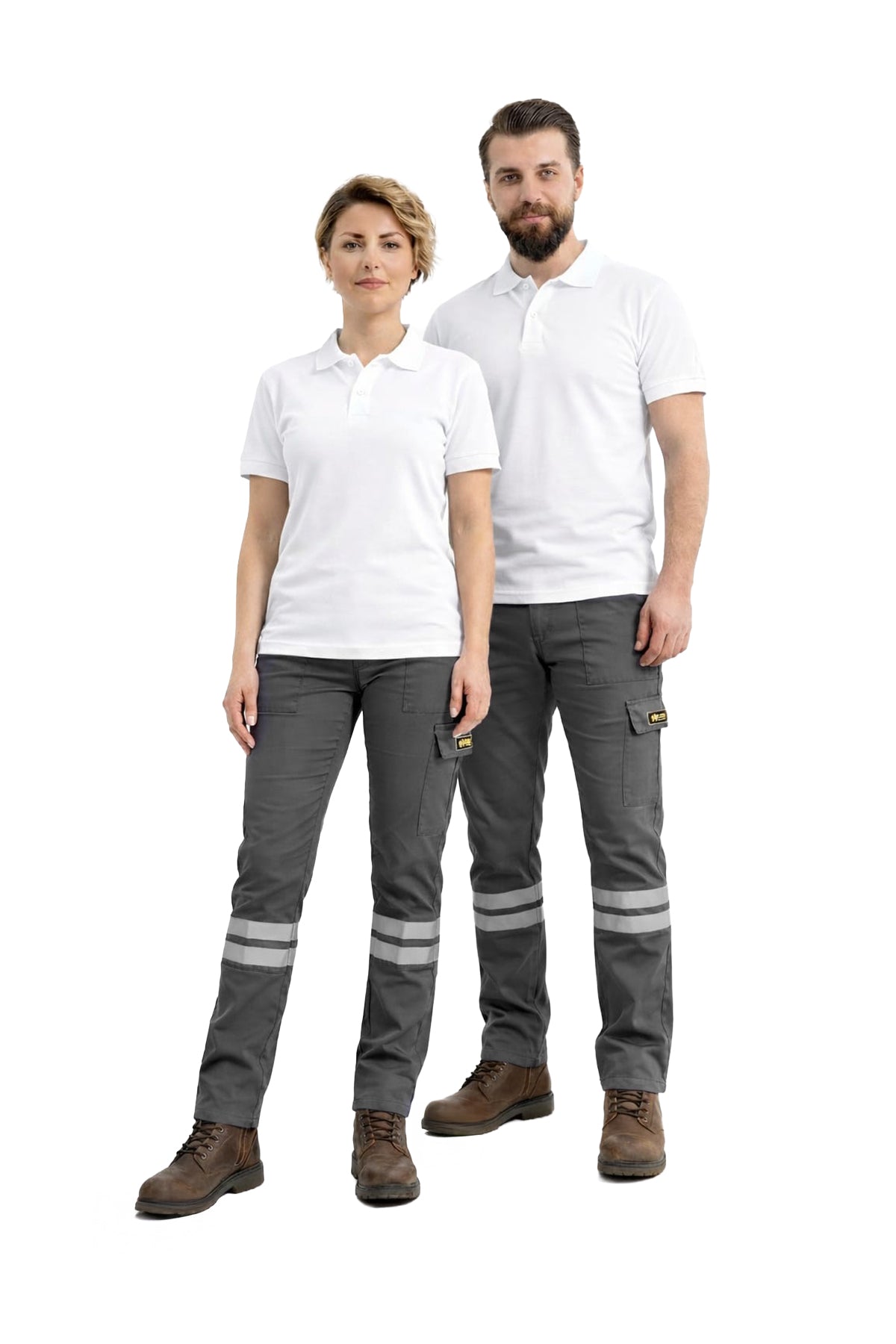 Antrasit 3 Cm Çift Sıra Reflektörlü Likralı Gabardin Kumaş İş Pantolonu
