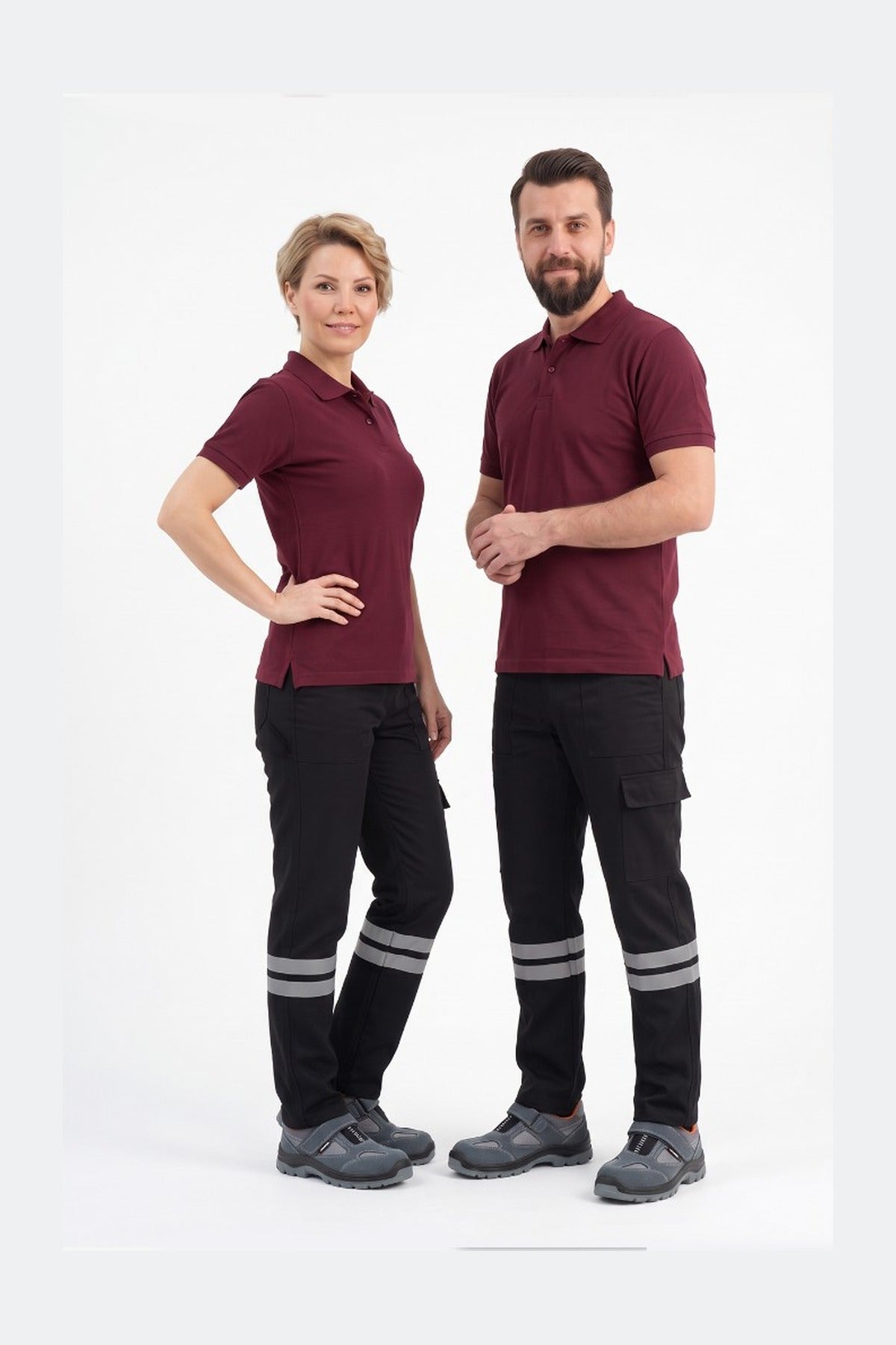 Siyah Likralı 16/12 Gabardin Kumaş İş Pantolonu-3cm Çift Sıra Reflektörlü