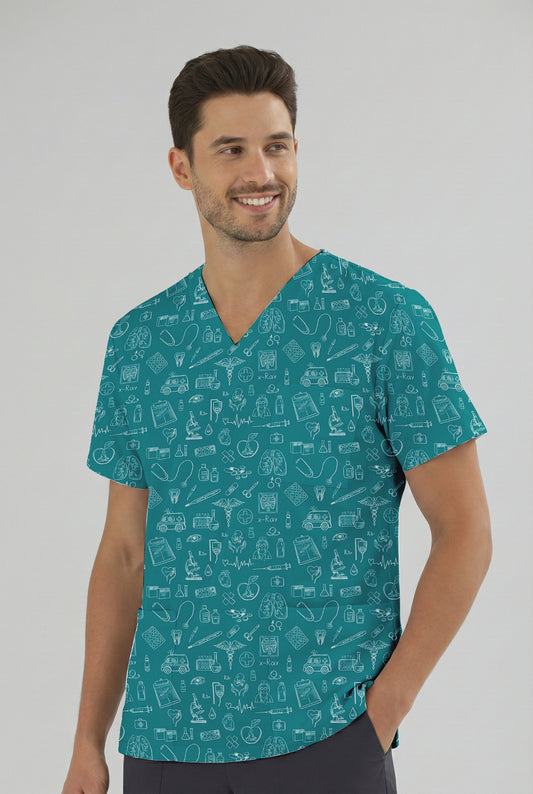 Klinik Çizgiler Desenli Tek Üst (Cotton Likra Kumaş)