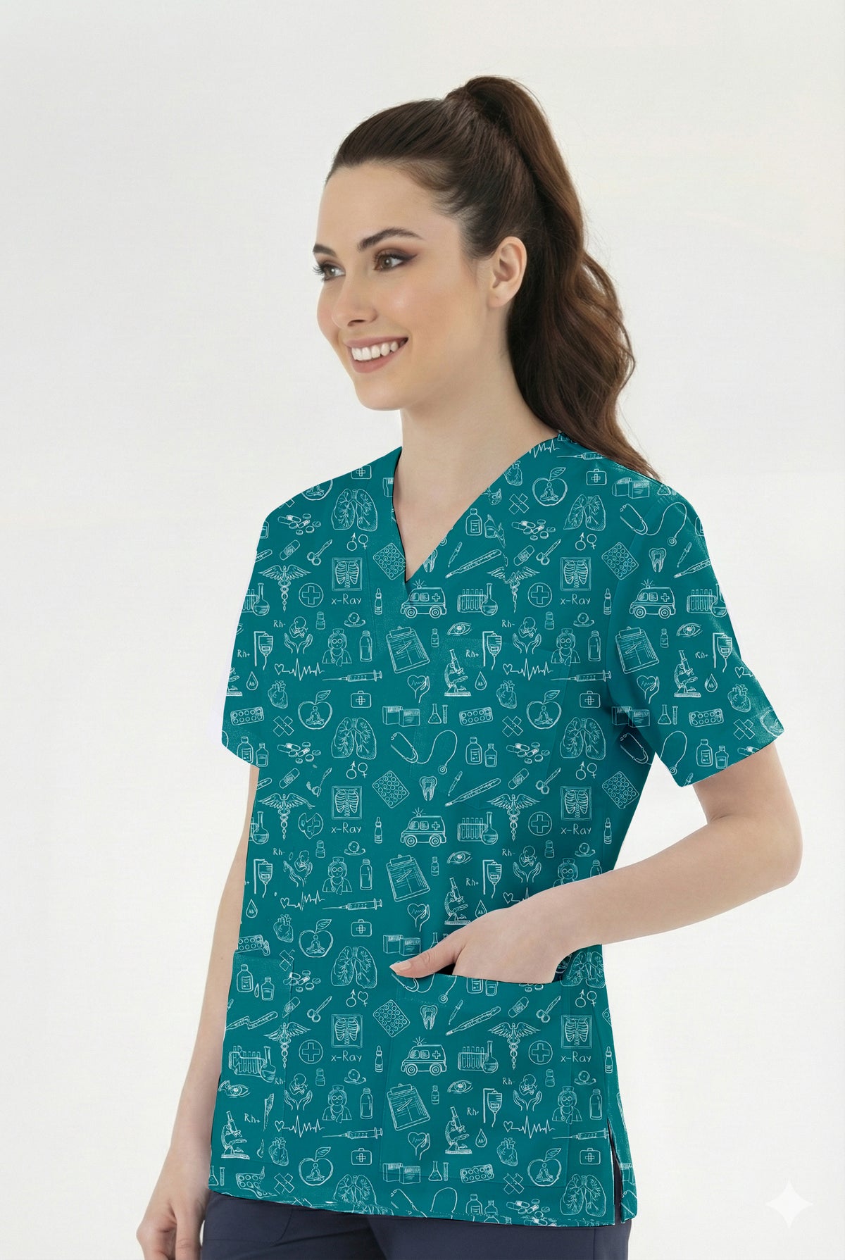Klinik Çizgiler Desenli Tek Üst (Cotton Likra Kumaş)