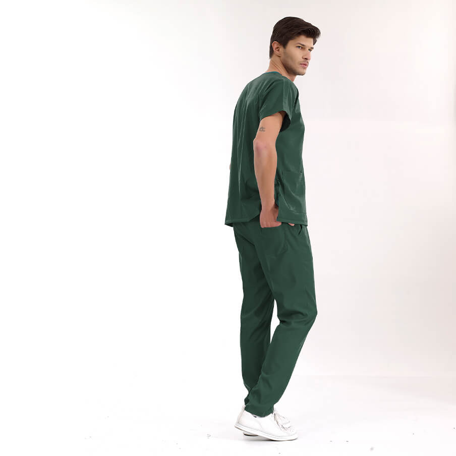 Avcı Yeşili Dr. Greys Doktor Hemşire Medikal Scrubs Takım Lüks Likralı Kumaş