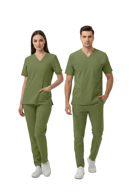 Grasshopper Dr. Greys Doktor Hemşire Medikal Scrubs Takım Lüks Likralı Kumaş