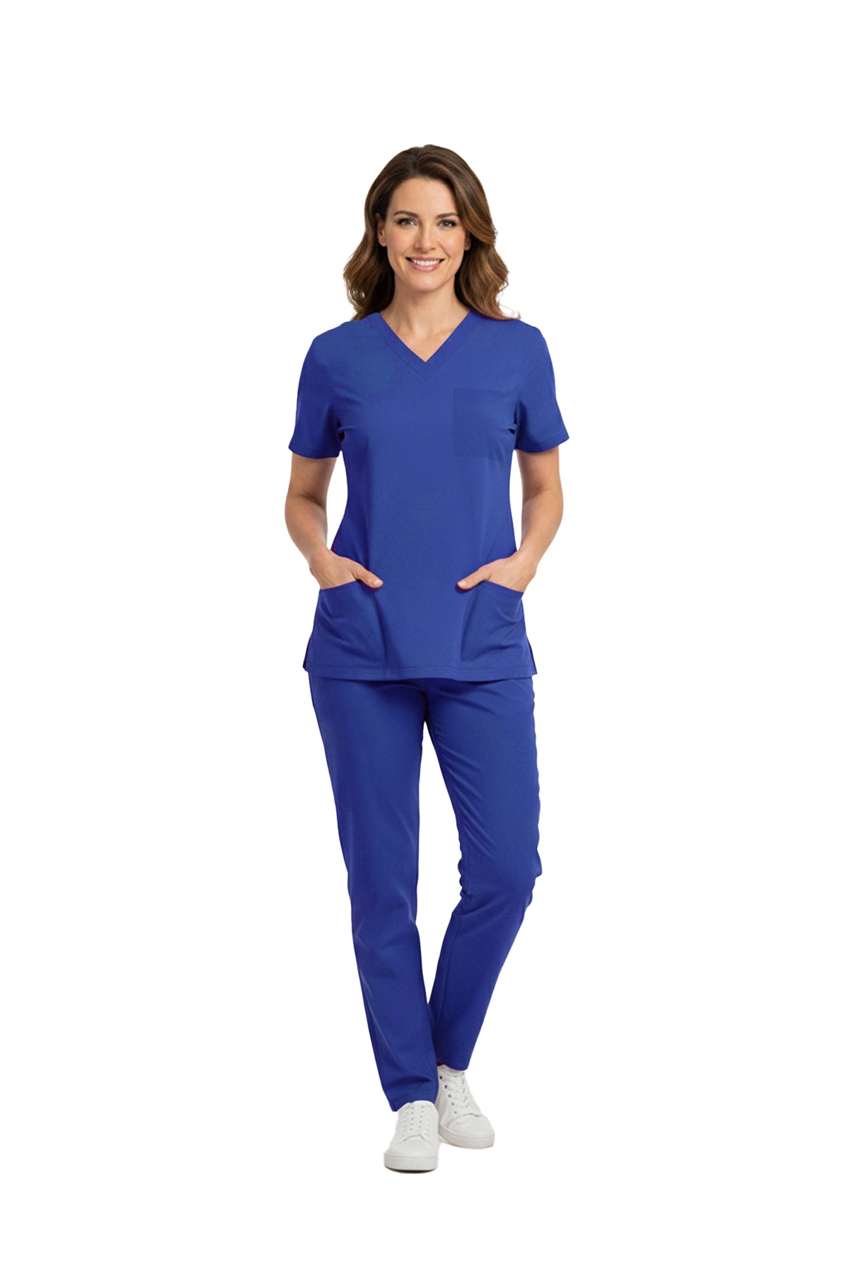 Dazzling Blue Dr. Greys Doktor Hemşire Medikal Scrubs Takım Lüks Likralı Kumaş