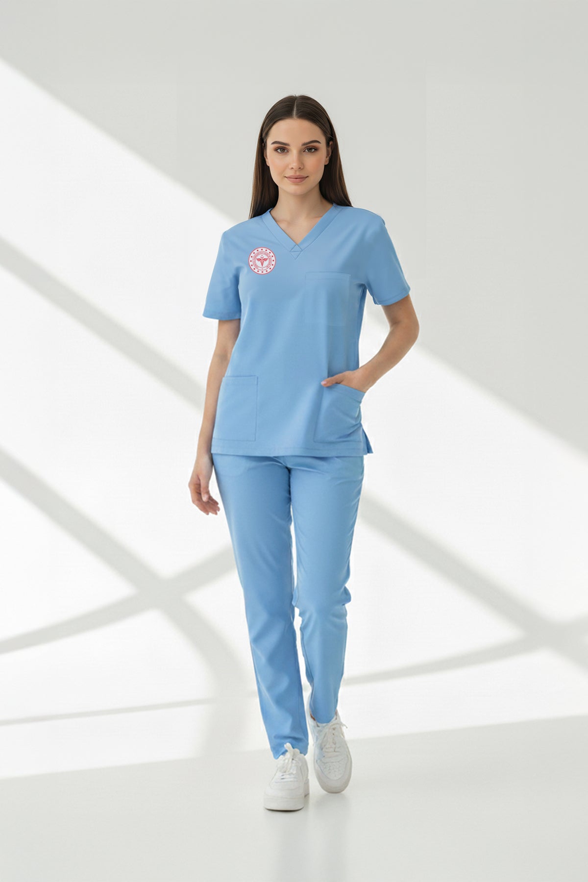 Doktor Ve Hekim Forması Scrubs Likralı Takım Sağlık Bakanlığı Uyumlu-Alaskan Blue