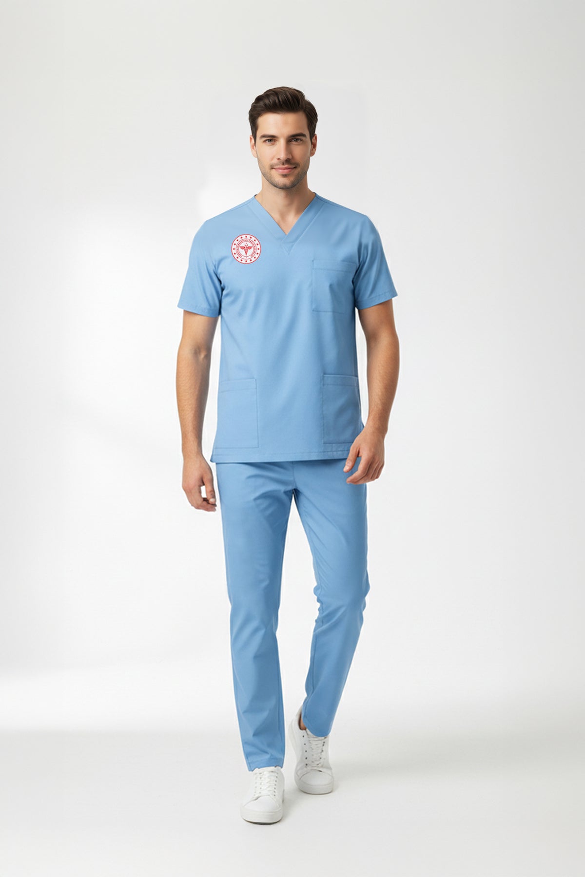 Doktor Ve Hekim Forması Scrubs Likralı Takım Sağlık Bakanlığı Uyumlu-Alaskan Blue