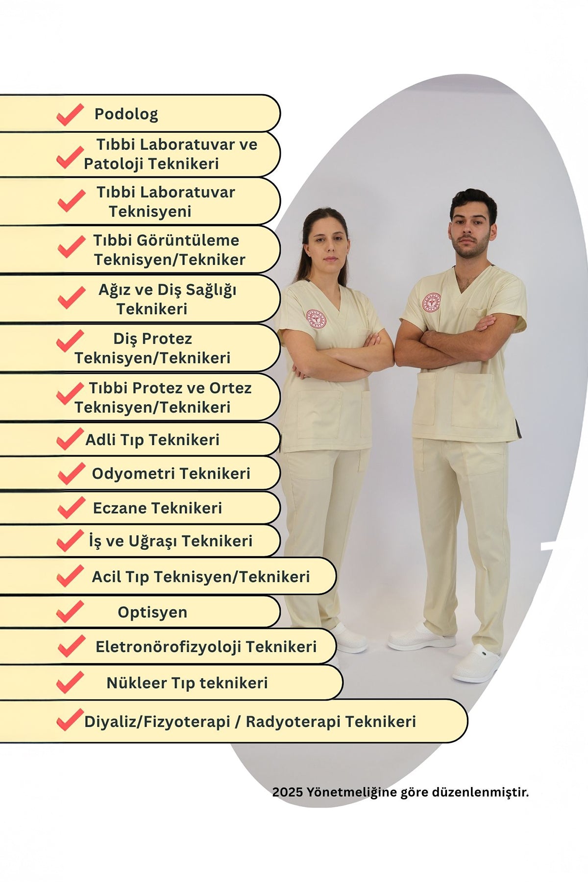 Teknisyen-Tekniker -Tıbbi Sekreter Forması Scrubs Likralı Takım Sağlık Bakanlığı Uyumlu-Moth