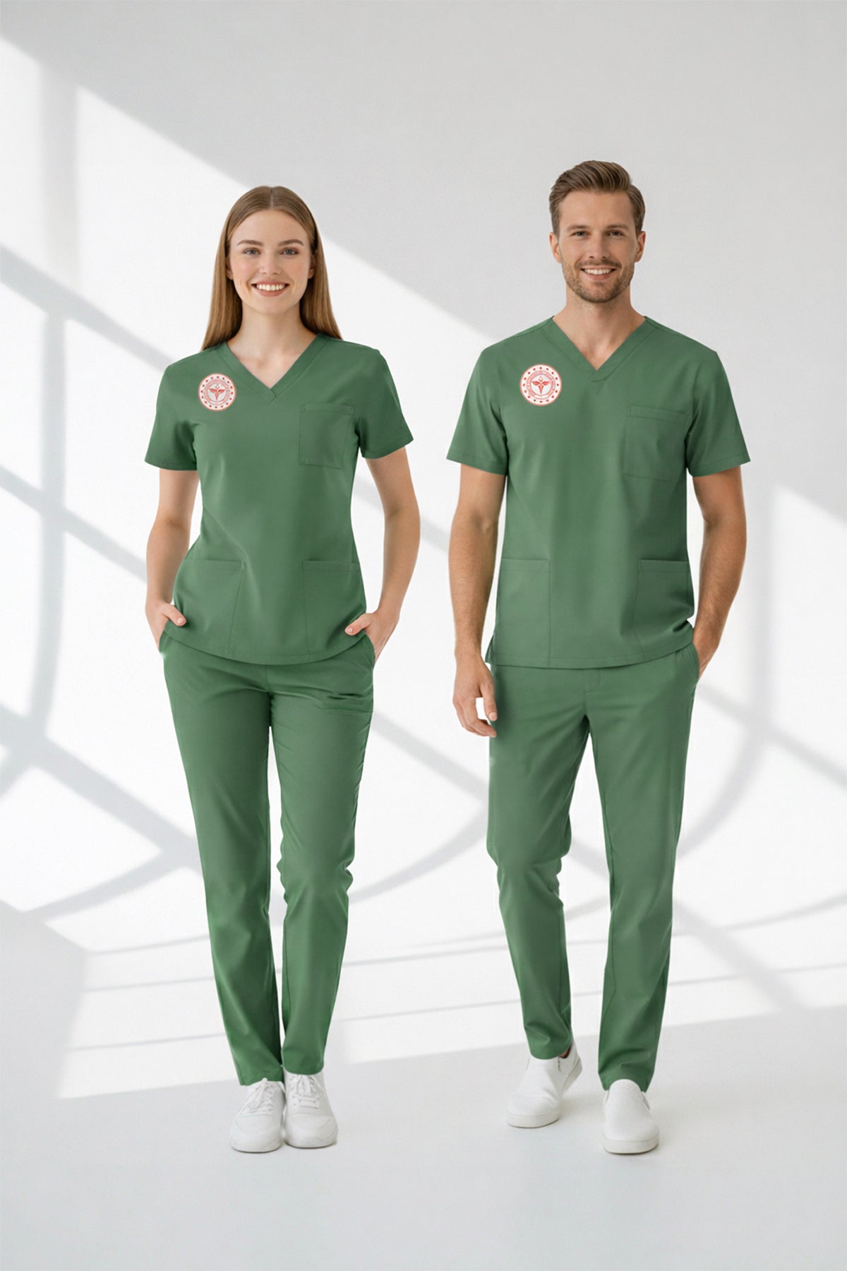 Ameliyathane Forması Scrubs Likralı Takım Sağlık Bakanlığı Uyumlu-Frosty Spruce