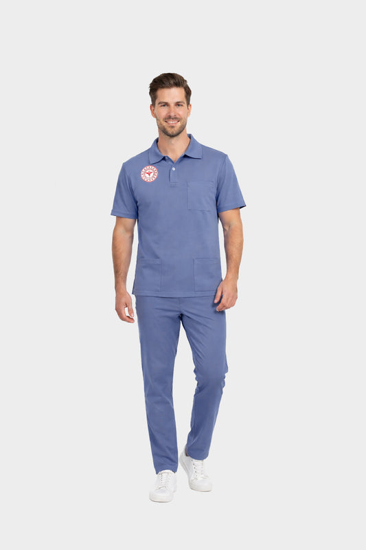 Temizlik Personeli Forması Scrubs Likralı Takım Sağlık Bakanlığı Uyumlu-Dazzling Blue